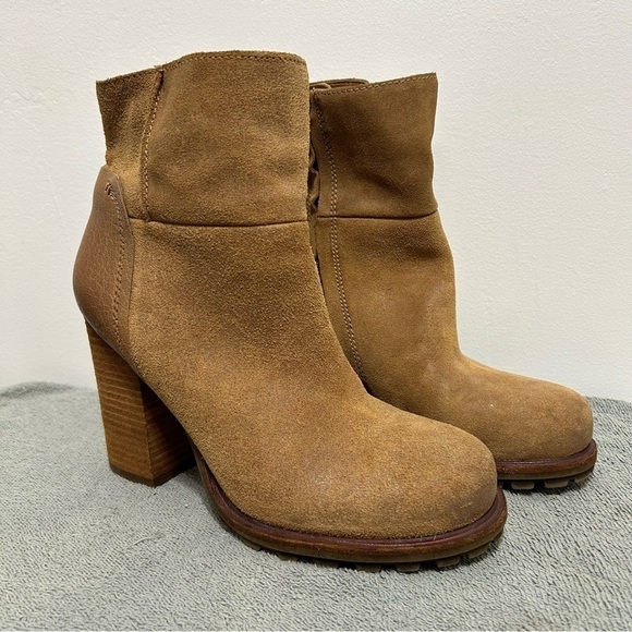 Sam Edelman Leather Suede Franklin Chunky Heel Ankle Boots Size 9.5 - Picture 4 of 15